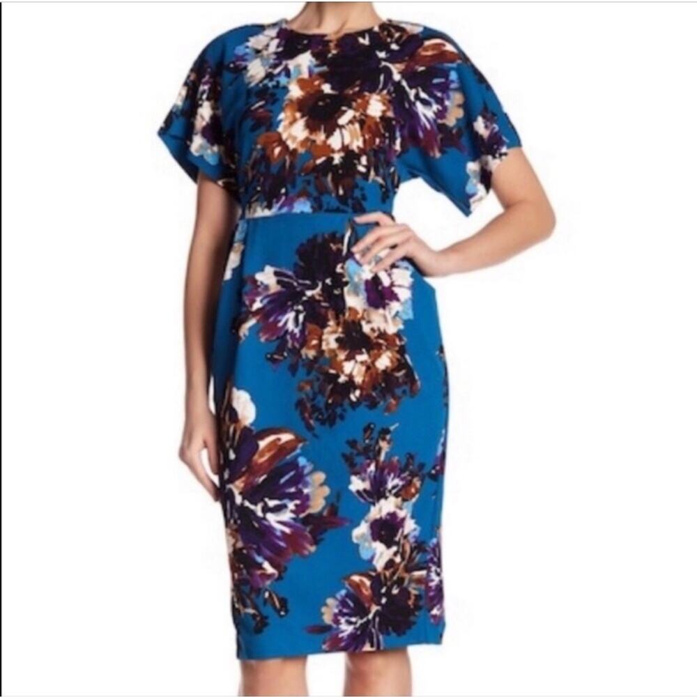 Superfoxx Scuba Blue Floral Dress With Pockets